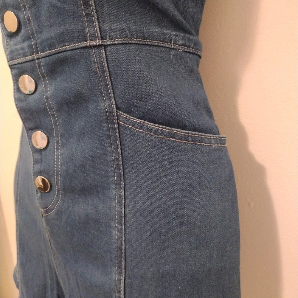 Fashion Nova Blue Denim Button-Front Romper - Picture 7 of 16